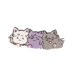 Rule 34 | . ., :3, ;3, ;d, animalization, ao kaeru, black collar, cat, closed eyes, closed mouth, collar, commentary request, fujishima megumi, hair ornament, link! like! love live!, love live!, no humans, one eye closed, open mouth, otomune kozue, sidelocks, simple background, smile, star (symbol), star hair ornament, virtual youtuber, white background, yugiri tsuzuri