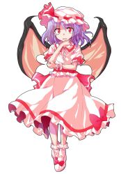 Rule 34 | bat wings, bow, bow skirt, cape, collar, collared shirt, commentary request, dairi, floating clothes, floating hair, footwear bow, frilled collar, frilled skirt, frilled sleeves, frilled socks, frills, full body, hand on own chin, hand on own elbow, hat, hat ribbon, large variant set, long skirt, looking at viewer, medium hair, mob cap, parted lips, pink hat, pink shirt, pink shoes, pink skirt, pink socks, purple hair, raised inner eyebrows, red bow, red cape, red eyes, red ribbon, remilia scarlet, ribbon, ribbon-trimmed skirt, ribbon trim, shirt, shoes, short sleeves, simple background, skirt, sleeve bow, sleeve ribbon, socks, standing, straight-on, tachi-e, tearing up, touhou, transparent background, variant set, waist cape, wavy mouth, wings, wrist cuffs