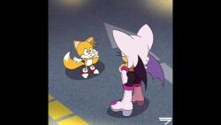 1boy 1girl 2022 age_difference animated ass back bare_back bat_(animal) bat_wings black_suit blonde_hair boots breakdance breasts cat_breakdancing_(meme) child costume dancing eyelashes formal_clothes fox gloves highway large_breasts long_glove looking_at_another looking_down looking_up multiple_tails music orange_fur red_shoes rouge_the_bat sega serious shoes sideboob size_difference socks sonic_(series) sound suit tail tails_(sonic) the_sims tight_clothes two_tails video vrhyoumaru white_boots white_fur white_gloves white_hair white_socks wings yellow_fur
