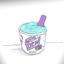 Rule 34 | absurdres, bb (baalbuddy), cup, disposable cup, disposable spoon, english text, food, food focus, gelato, highres, ice cream, logo, mountain dew, no humans, object focus, original, spoon, still life, taco bell, white background