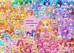 6+girls animal_ears anniversary arisugawa_himari blonde_hair blue_bow blue_eyes blue_hair blush blush_stickers bow braid brooch brown_eyes brown_hair character_request commentary copyright_request cure_black cure_chocolat cure_custard cure_friendy cure_gelato cure_idol cure_mermaid cure_parfait cure_precious cure_prism cure_sky cure_summer cure_sunshine cure_white cure_wonderful dog_ears dress earrings elbow_gloves everyone eye_mask flower food-themed_hair_ornament futari_wa_precure gloves go!_princess_precure green_eyes green_hair grey_hair hair_bow hair_flower hair_ornament hairband hat heart heart_brooch heartcatch_precure! hirogaru_sky!_precure inukai_iroha jewelry kaidou_minami kenjou_akira kirahoshi_ciel kirakira_precure_a_la_mode magical_girl manekineko5319 midriff mini_hat mini_top_hat misumi_nagisa multicolored_hair multiple_boys multiple_girls myoudouin_itsuki natsuumi_manatsu nijigaoka_mashiro one_eye_closed open_mouth orange_bow orange_eyes orange_hair pink_bow pink_eyes pink_hair ponytail precure precure_all_stars purple_bow purple_eyes purple_hair red_hair smile sora_harewataru star_(symbol) star_hair_ornament striped_bow tategami_aoi tiara top_hat toyama_daifuku toyama_satoru tropical-rouge!_precure twintails white_flower white_gloves wonderful_precure! yellow_bow yellow_eyes yukishiro_honoka