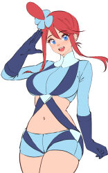 1girl breasts large_breasts pokemon pokemon_bw skyla_(pokemon) solo