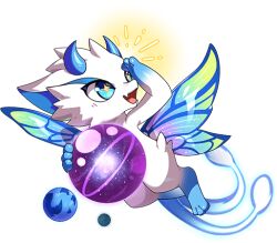 +_+ 1other blue_eyes cometdragon_(dragon_village) dragon dragon_village_(series) dragon_village_collection fairy_wings flying furry game_cg multiple_tails official_art planet shading_eyes solo tail third-party_source transparent_background wings