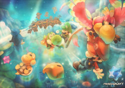 2boys bad_id bad_pixiv_id bird blue_eyes brothers chasing clone cosmic_clone facial_hair fluzzard frozen gloves glowing glowing_eyes hat holding ice koopa koopa_troopa looking_back luigi luma_(mario) mario mario_(series) multiple_boys mustache nintendo o_o overalls penguin penguin_(mario) rainbow running scared siblings sky snow star_(symbol) sui_(petit_comet) super_mario_galaxy_2 suspenders sweat sweatdrop water yellow_eyes yoshi