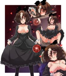 1girl alternate_costume animal_ears bags_under_eyes bar_censor black_choker black_dress black_pantyhose breasts breasts_out brown_hair censored choker closed_mouth commentary_request cum cum_in_pussy curtsey dress ear_censor feet_out_of_frame fertilization frilled_dress frills goth_fashion gothic_lolita hair_ornament hair_over_one_eye hairclip handjob heart hetero highres horse_ears horse_girl horse_tail jewelry laosburger lolita_fashion long_hair looking_at_viewer medium_breasts multicolored_hair necklace nipples no_panties one_eye_closed open_mouth ovum pantyhose penis pussy sex smile sperm_cell tail testicles two-tone_hair umamusume very_long_hair vodka_(umamusume) white_hair yellow_eyes