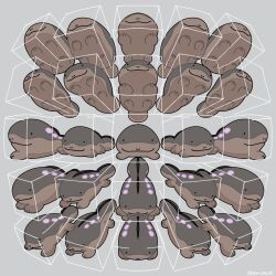 ._. 25_perspective_box_exercise animal_hands clodsire closed_mouth commentary grey_background highres in_container looking_at_viewer nintendo no_humans pokemon pokemon_(creature) simple_background smile syan_san135
