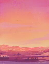 artist_name commentary english_commentary mountainous_horizon no_humans orange_sky original outdoors river scenery signature sky tree zandra