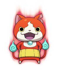 aura blue_fire cat fire flame-tipped_tail haramaki highres hitodama jibanyan looking_at_viewer multiple_tails no_humans notched_ear official_art open_mouth red_fur simple_background solo tail third-party_source two_tails white_background youkai_(youkai_watch) youkai_watch