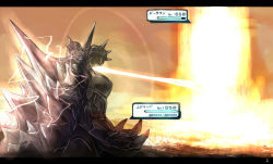 akaitera bad_id bad_pixiv_id bronzong energy epic explosion fire gen_1_pokemon gen_4_pokemon laser monster nidoking nintendo no_humans pokemon pokemon_(creature)