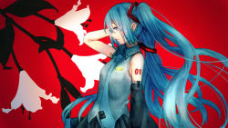 aqua_eyes aqua_hair bad_id bad_pixiv_id flower hatsune_miku long_hair necktie solo suminosumire twintails vocaloid yamaha