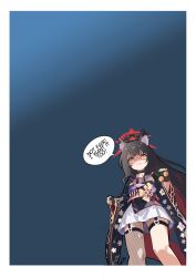 1girl absurdres animal_ear_fluff animal_ears binoculars black_kimono blue_archive border fox_ears fox_girl halo highres japanese_clothes kimono melissa_v2 pout red_halo solo wakamo_(blue_archive) white_border yellow_eyes