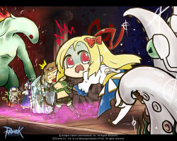 4boys 4girls animal animal_on_head arch_bishop_(ragnarok_online) back bikini bird bird_on_head black_hat black_pants blonde_hair blue_coat blue_dress blue_hair bow bow_(weapon) breasts brown_footwear brown_hair brown_hat butt_crack chest_sarashi chibi chibi_only coat column copyright_notice cowboy_hat detached_sleeves dress filir_(ragnarok_online) fire full_body gloom_(expression) green_scarf green_shorts green_sleeves green_thighhighs guest_art hair_bow hair_ribbon hat holding holding_bow_(weapon) holding_weapon juliet_sleeves kraken_(ragnarok_online) logo long_hair long_sleeves looking_at_viewer looking_back masked medium_breasts minstrel_(ragnarok_online) monster multiple_boys multiple_girls mutant_chimera_the_one official_art official_wallpaper on_head open_mouth pants pantyhose pillar puffy_sleeves ragnarok_online ranger_(ragnarok_online) red_bow red_coat red_eyes red_ribbon ribbon sarashi sash scarf shoes short_bangs short_hair shorts smile smiley_face smoking_pipe sorcerer_(ragnarok_online) sura_(ragnarok_online) swimsuit takuto173 tearing_up tentacles thighhighs top_hat two-tone_dress wanderer_(ragnarok_online) weapon white_bikini white_dress white_hair white_pantyhose yellow_sash