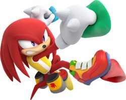 1boy 3d absurdres animal_nose arms_up body_fur bottomless clenched_teeth climbing full_body furry furry_male gloves highres knuckles_the_echidna logo long_hair looking_afar male_focus mario_&amp;_sonic_(series) mario_&amp;_sonic_at_the_tokyo_2020_olympic_games official_art outstretched_arm purple_eyes red_fur red_hair red_shoes rock_climbing serious shirt shoes sidelocks sideways_mouth simple_background sleeveless sleeveless_shirt solo sonic_(series) spiked_gloves tail teeth third-party_source transparent_background white_gloves white_trim yellow_shirt