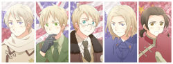 Rule 34 | 5boys, ahoge, america (hetalia), american flag, american flag background, arrow (symbol), axis powers hetalia, belt, black gloves, blonde hair, blue capelet, blue eyes, blush, border, brown belt, brown coat, brown eyes, brown hair, brown jacket, capelet, changpao, china (hetalia), chinese clothes, closed mouth, coat, collared capelet, collared coat, collared shirt, commentary request, flag background, france (hetalia), french flag, fur-trimmed jacket, fur trim, glasses, gloves, green eyes, green jacket, green necktie, green shirt, grey-framed eyewear, hand on own chin, hand up, jacket, lapels, long hair, long sleeves, looking at viewer, low ponytail, male focus, mandarin collar, medal, military jacket, military uniform, multiple boys, necktie, open clothes, open jacket, people&#039;s republic of china flag, ponytail, purple eyes, red shirt, russia (hetalia), russian flag, scarf, semi-rimless eyewear, shirt, short hair, smile, sora-yomi, star (symbol), star ornament, star print, striped background, teeth, union jack, united kingdom (hetalia), upper body, white border, white hair, white scarf, white shirt, wide sleeves, wing collar