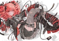 Rule 34 | 1girl, akari (akariimia), black boots, black bow, black garter straps, black gloves, black shirt, black shorts, black skirt, black socks, black thighhighs, blush, boots, bow, closed mouth, drill hair, fingerless gloves, garter straps, gloves, hair bow, highres, kasane teto, knee boots, kneehighs, long hair, looking at viewer, loose socks, multicolored socks, red arm warmers, red eyes, red hair, red socks, shirt, short shorts, shorts, sidelocks, single boot, skirt, socks, solo, striped arm warmers, striped clothes, striped socks, t-shirt, thighhighs, twin drills, utau, very long hair