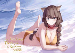 1girl animal_ears artist_request bikini breasts feet large_breasts ocean smile source_request swimsuit tagme water