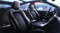 blurry bokeh car_interior car_seat condensation depth_of_field from_side glowing highres leather light_particles motor_vehicle night no_humans non-web_source official_art our_life:_beginnings_and_always patterned rain scenery skylight steering_wheel window_fog window_light
