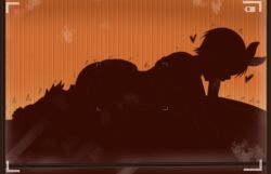 1boy 1girl 69 breasts clothed_sex clothes_lift cunnilingus fellatio fuzzlogik heart hetero highres kanojo_okarishimasu large_breasts oral orange_background recording sarashina_ruka shirt_lift short_hair silhouette