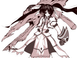 Rule 34 | 00s, 1girl, alternate weapon, female focus, gloves, huge weapon, jacket, lyrical nanoha, magical girl, mahou shoujo lyrical nanoha, mahou shoujo lyrical nanoha strikers, open clothes, open jacket, shu, solo, takamachi nanoha, twintails, weapon, white devil