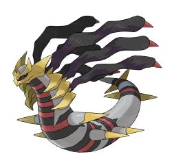 absurdres alternate_form black_sclera colored_sclera full_body gen_4_pokemon giratina giratina_(origin) highres legendary_pokemon nintendo no_humans official_art pokemon pokemon_(creature) pokemon_dppt pokemon_focus pokemon_platinum red_eyes solo spikes sugimori_ken third-party_source transparent_background
