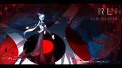 1boy animal_ears colored_skin highres long_hair looking_at_viewer looking_back lying on_back original petals python_1941 red_eyes rei_(crrn) smile snake solo very_long_hair white_hair white_skin