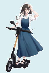 1girl absurdres black_hair cat dress highres kick_board navy_blue_dress tagme