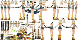 animal_ears black_shorts blonde_hair bracelet breasts cleavage earrings genshin_impact green_eyes jaguar_ears jaguar_tail jewelry reference_sheet ring roller_skates shorts skates tail vision_(genshin_impact) xilonen_(genshin_impact)