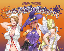 3girls breasts halloween highres large_breasts long_hair multiple_girls satou_shouji