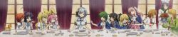 3boys 6+girls ahoge akechi_kokoro anime_screenshot black_hair blonde_hair bow candy car cat cordelia_glauca fine_art_parody flower food green_hair hair_bow hair_flower hair_ornament hairclip hasegawa_hirano henriette_mystere hercule_barton highres lollipop long_hair long_image long_table motor_vehicle multiple_boys multiple_girls necktie orange_hair parody pink_hair rat_(milky_holmes) school_uniform sherlock_shellingford short_hair silver_hair stitched stone_river table tantei_opera_milky_holmes the_last_supper third-party_edit tooyama_saku twenty_(milky_holmes) wide_image yuzurizaki_nero zenigata_tsugiko