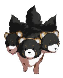 &gt;_&lt; animal_ear_hairband animal_ears animal_focus black_dog cerberus dog fake_animal_ears fluffy hairband honey_strap looking_at_viewer multiple_heads multiple_tails nanashi_inc. sankyo_(821-scoville) simple_background solo tail tiger_ears tongue tongue_out transparent_background