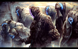 6+boys ascot black_ascot black_coat black_gloves bondrewd coat covered_face gloves glowing gueira_(made_in_abyss) helm helmet hunchback jacket k-suwabe long_sleeves made_in_abyss male_focus masked multiple_boys open_clothes overcoat standing subarashii_pose whistle whistle_around_neck