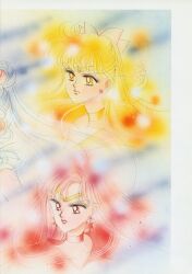 Rule 34 | 1990s (style), 2girls, absurdres, aino minako, airbrush (medium), artbook, blonde hair, border, bow, choker, earrings, gold choker, hair bow, highres, hino rei, incredibly absurdres, jewelry, lips, multiple girls, official alternate hair color, official art, orange eyes, orange sailor collar, pale skin, red choker, red eyes, red hair, red lips, retro artstyle, sailor collar, sailor jupiter, sailor mars, scan, star (symbol), star earrings, takeuchi naoko, white hair