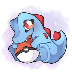 Rule 34 | absurdres, fang, gen 2 pokemon, highres, nintendo, no humans, poke ball, poke ball (basic), pokemon, pokemon (creature), sevi (seviyummy), signature, smile, solo, spikes, totodile