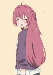 1girl akaza_akane blush closed_eyes long_hair okaasan_(okaasandx) open_mouth red_hair smile solo yuruyuri