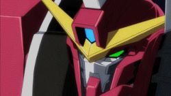 10s animated animated_gif battle explosion gundam gundam_build_fighters justice_gundam lowres mecha no_humans robot space zaku_amazing