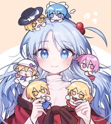 Rule 34 | 6+girls, :o, alice margatroid, alice margatroid (pc-98), black hat, blonde hair, blue eyes, blue hair, blush, blush stickers, bow, chibi, closed mouth, commentary request, dot mouth, flying sweatdrops, hair bobbles, hair bow, hair ornament, hat, hat bow, highres, long hair, long sleeves, looking at viewer, louise (touhou), mai (touhou), maid, multiple girls, mystic square, one side up, pink eyes, pink hair, sara (touhou), shinki (touhou), short hair, simple background, small sweatdrop, smile, soooooook2, touhou, touhou (pc-98), turtleneck, upper body, white bow, white hair, white hat, yellow eyes, yuki (touhou), yumeko (touhou)
