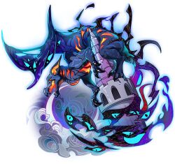 baskerville_(dragon_village) baskerville_(shadow_of_greed)_(dragon_village) crescent_moon dragon dragon_village_(series) dragon_village_collection game_cg living_shadow moon no_humans official_art red_eyes third-party_source tower transparent_background