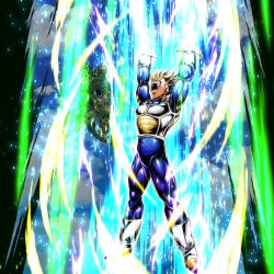 Rule 34 | 2boys, blonde hair, cell (dragon ball), dragon ball, dragon ball legends, highres, ki blast, multiple boys, muscular, muscular male, official art, saiyan armor, screaming, serious, spiked hair, super saiyan, trunks (dragon ball), trunks (future) (dragon ball)