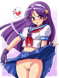 asamiya_athena hair_ornament idol no_panties nude psycho_soldier school_uniform snk star_(symbol) star_hair_ornament the_king_of_fighters the_king_of_fighters_xi