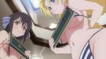2girls animated black_hair blonde_hair blue_eyes blush bouncing_breasts breast_press breasts brown_eyes covered_erect_nipples curvy drill_hair highres ladies_versus_butlers! large_breasts long_hair looking_at_viewer medium_breasts multiple_girls navel nipples saikyou_tomomi sernia_iori_flameheart short_hair sound takami_akio topless_female video