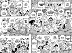 6+boys 6+girls arms_up bath bathing bepo_(one_piece) breasts brook_(one_piece) carrot_(one_piece) closed_eyes comic english_text franky_(one_piece) happy highres horns jinbe_(one_piece) kikunojo_(one_piece) killer_(one_piece) kouzuki_hiyori kouzuki_momonosuke kurozumi_tama large_breasts monkey_d._luffy monochrome multiple_boys multiple_girls musical_note nami_(one_piece) nekomamushi nipples nude nude_filter one_piece open_mouth partially_submerged roronoa_zoro sanji_(one_piece) scar shinobu_(one_piece) skeleton smile speech_bubble speed_(one_piece) spoken_musical_note teeth third-party_edit toko_(one_piece) tony_tony_chopper usopp water yamato_(one_piece)