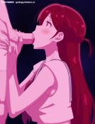 1boy 1girl animated artist_name blurry blurry_background blush crop_top felipe_godoy fellatio from_side hetero highres kanojo_okarishimasu kneeling looking_up mizuhara_chizuru oral penis penis_grab sailor_collar short_sleeves solo_focus testicles uncensored upper_body video watermark