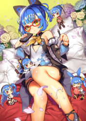5girls blue_hair blush glasses kinjo_kuromomo mini_person minigirl multiple_girls pixiv pixiv-tan short_hair solo_focus two_side_up yellow_eyes