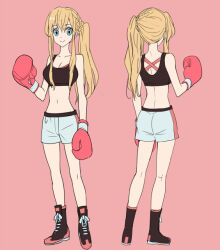 Rule 34 | 1girl, blonde hair, boxing gloves, boxing shorts, shorts, smile, tagme, tanimati kudari