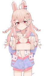 Rule 34 | 1girl, ahoge, animal ears, bow, braid, breasts, hair ornament, highres, holding, long hair, ok1teru, phase connect, pink hair, pipkin pippa, rabbit ears, small breasts, solo, virtual youtuber
