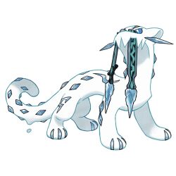 Rule 34 | animal focus, artist request, blue sclera, chien-pao, colored sclera, dripping, full body, ice, nintendo, no humans, official art, outline, pokemon, pokemon (creature), pokemon focus, pokemon sv, solo, third-party source, transparent background, white eyes, white outline