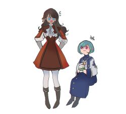 1girl blue_eyes boots brown_hair cowenna dark-skinned_female dark_skin dress eochaid_(mabinogi) green_eyes long_hair mabinogi pantyhose red_dress red_eyes reinforced ribbon robe