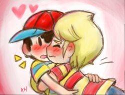 bad_tag black_hair blonde_hair child hat k.h_(artist) lucas_(mother_3) mother_(series) mother_2 mother_3 ness_(mother_2) nintendo red_hat shirt shota striped_clothes striped_shirt super_smash_bros. yaoi