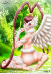 Rule 34 | 1girl, amano nene (digimon xros wars), ass, butt crack, digihentai, digimon, digimon xros wars, luminamon, luminamon (nene ver.), nude, smile, wings