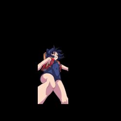 1girl :&lt; akaga_hirotaka animal_ears animated animated_gif aq_interactive arcana_heart ass backpack bag bare_legs blue_hair breasts brown_eyes daidouji_kira defeat falling female_focus forced hand_on_own_knee happy looking_at_another looking_at_viewer milk official_art one-piece_swimsuit randoseru ryona school_swimsuit shiny_skin short_hair sitting small_breasts smile solo splashing swimsuit thighs wavy_eyes wet